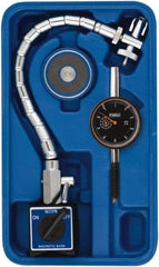 Fowler - 0.001" Graduation, 1" Max Meas, 0-100 Dial Reading, Dial Indicator & Base Kit - 2-1/2" Base Length x 2-1/8" Base Width x 2" Base Height, 2-1/4" Dial Diam - Eagle Tool & Supply