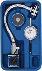 Fowler - 0.001" Graduation, 1" Max Meas, 0-100 Dial Reading, Dial Indicator & Base Kit - 2-1/2" Base Length x 2-1/8" Base Width x 2" Base Height, 2-1/4" Dial Diam - Eagle Tool & Supply