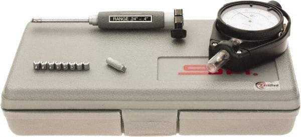 SPI - 9 Anvil, 0.24 to 0.4" Dial Bore Gage - 0.0001" Graduation, 2" Gage Depth, Accurate to 0.0003", Carbide Ball - Eagle Tool & Supply
