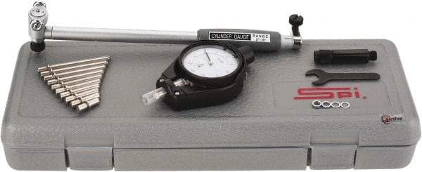 SPI - 11 Anvil, 2 to 6" Dial Bore Gage - 0.0005" Graduation, 6" Gage Depth, Accurate to 0.00065", Carbide Ball - Eagle Tool & Supply