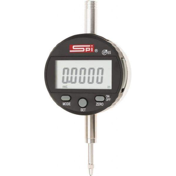 SPI - 0 to 1/2" Range, 0.0005" Graduation, Electronic Drop Indicator - Flat & Lug Back, Accurate to 0.0008", Inch & Metric System, Digital Display - Eagle Tool & Supply
