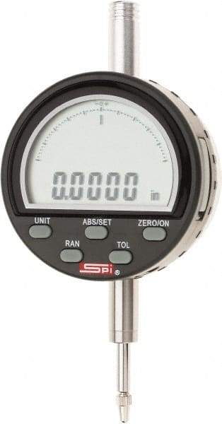 SPI - 0 to 1/2" Range, 0.0001" Graduation, Electronic Drop Indicator - Flat & Lug Back, Accurate to 0.0003", Inch & Metric System, Digital Display - Eagle Tool & Supply