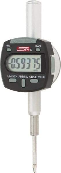 SPI - 0 to 1" Range, 0.0005" Graduation, Electronic Drop Indicator - Flat & Lug Back, Accurate to 0.0012", Inch & Metric System, Digital Display - Eagle Tool & Supply