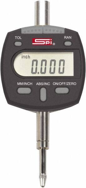 SPI - 0 to 2" Range, 0.00005" Graduation, Electronic Drop Indicator - Flat & Lug Back, Accurate to 0.00025", Inch & Metric System, Digital Display - Eagle Tool & Supply