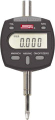 SPI - 0 to 1/2" Range, 0.00005" Graduation, Electronic Drop Indicator - Flat & Lug Back, Accurate to 0.00016", Inch & Metric System, Digital Display - Eagle Tool & Supply