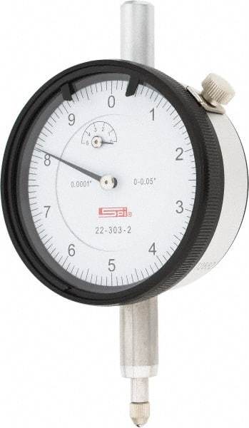 SPI - 0.05" Range, 0-10 Dial Reading, 0.0001" Graduation Dial Drop Indicator - 2.2" Dial, 0.01" Range per Revolution, 0.0007" Accuracy, Revolution Counter, Includes NIST Traceability Certification - Eagle Tool & Supply