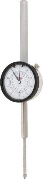 SPI - 2" Range, 0-100 Dial Reading, 0.001" Graduation Dial Drop Indicator - 2.2" Dial, 0.1" Range per Revolution, 0.004" Accuracy, Revolution Counter, Includes NIST Traceability Certification - Eagle Tool & Supply