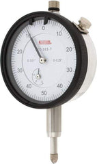 SPI - 1/4" Range, 0-50-0 Dial Reading, 0.001" Graduation Dial Drop Indicator - 2.2" Dial, 0.1" Range per Revolution, 0.002" Accuracy, Revolution Counter - Eagle Tool & Supply