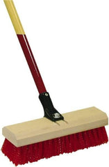 Harper Brush - 2-1/2" Bristle Length, Polypropylene Deck Scrub Brush - 54" Long x 12" Wide Head, 60" OAL, Straight Handle, Red, Wood Block - Eagle Tool & Supply