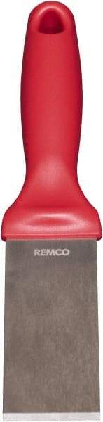 Remco - Stiff Stainless Steel Beveled Scraper - 1-1/2" Blade Width x 3-1/2" Blade Length, 5-13/32" Long Ergonomic Polypropylene Handle - Eagle Tool & Supply