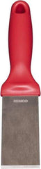 Remco - Stiff Stainless Steel Beveled Scraper - 1-1/2" Blade Width x 3-1/2" Blade Length, 5-13/32" Long Ergonomic Polypropylene Handle - Eagle Tool & Supply