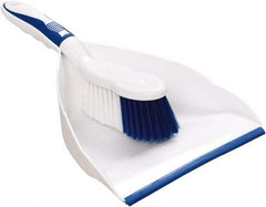 Harper Brush - 8" Wide x 7" Deep x 4" High Handheld Dustpan with Brush - Plastic Body, 5" Handle, White - Eagle Tool & Supply