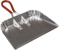 Harper Brush - 17" Wide x 10" Deep x 4" High Handheld Dustpan - Aluminum Body, 9" Aluminum Handle, Silver - Eagle Tool & Supply