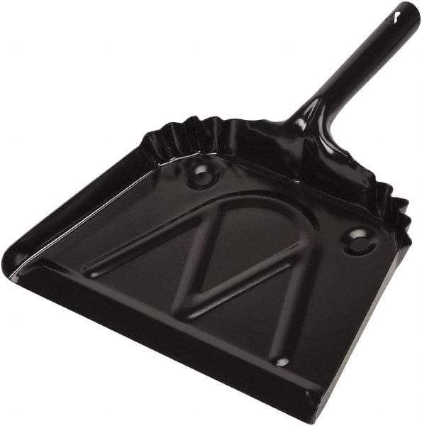 Harper Brush - 12" Wide x 7" Deep x 4" High Handheld Dustpan - Metal Body, 6" Handle, Black - Eagle Tool & Supply