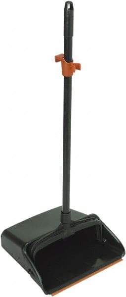 Harper Brush - 12" Wide x 12" Deep x 36" High Upright Dustpan - Plastic Body, 28" Aluminum Handle, Black - Eagle Tool & Supply