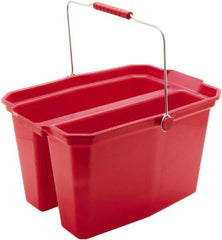 Harper Brush - 19 Qt Plastic Double Pail - 18" Long, Red, Metal Handle - Eagle Tool & Supply