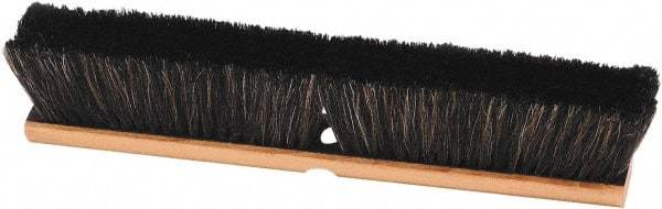 Harper Brush - 18" Smooth Surface Horsehair Push Broom - 3" Bristle Length, Wood Block, Threaded Handle Connection, Handle Sold Separately - Eagle Tool & Supply