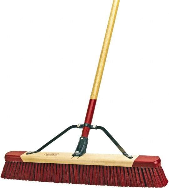 Harper Brush - 24" Rough Surface Synthetic Push Broom - 3" Bristle Length, Wood Block, Bolt-On Handle Connection, Handle Included - Eagle Tool & Supply