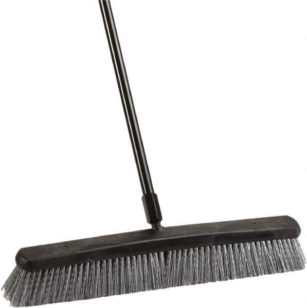 Harper Brush - 24" Rough Surface Synthetic Push Broom - 3" Bristle Length, Plastic Block, Threaded Handle Connection, Handle Included - Eagle Tool & Supply