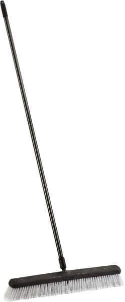 Harper Brush - 24" Smooth Surface Synthetic Push Broom - 3" Bristle Length, Plastic Block, Threaded Handle Connection, Handle Included - Eagle Tool & Supply