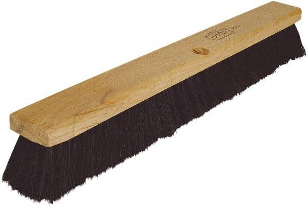 Harper Brush - 18" Medium Duty Tampico Push Broom - 3" Bristle Length, Wood Block, Threaded Handle Connection, Handle Sold Separately - Eagle Tool & Supply