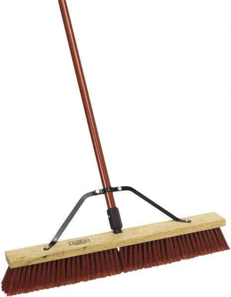 Harper Brush - 24" Medium Duty Synthetic Push Broom - 3" Bristle Length, Wood Block, Threaded Handle Connection, Handle Sold Separately - Eagle Tool & Supply