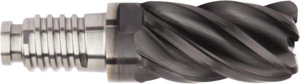 Kennametal - 3/4" Diam, 1-1/8" LOC, 5 Flute, 0.12" Corner Radius End Mill Head - Solid Carbide, AlTiN Finish, Duo-Lock 20 Connection, Spiral Flute, 37 & 39° Helix - Eagle Tool & Supply