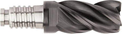 Kennametal - 3/4" Diam, 1-1/8" LOC, 4 Flute, 0.12" Corner Radius End Mill Head - Solid Carbide, AlTiN Finish, Duo-Lock 20 Connection, Spiral Flute, 37 & 39° Helix, Centercutting - Eagle Tool & Supply