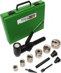 Greenlee - 19 Piece, .885 to 2.416" Punch Hole Diam, Hydraulic Knockout Set - Round Punch, 10 Gage Steel - Eagle Tool & Supply