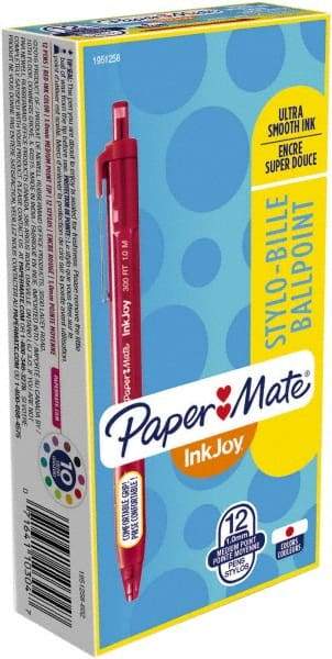 Paper Mate - 1mm Ball Point Retractable Ball Point Pen - Red - Eagle Tool & Supply