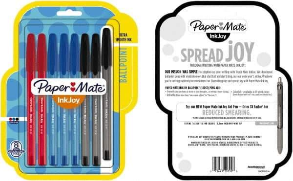 Paper Mate - 1mm Ball Point Ball Point Pen - Red, Blue & Black - Eagle Tool & Supply