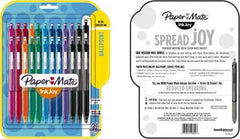 Paper Mate - 1mm Ball Point Retractable Ball Point Pen - Pink, Red, Orange, Green, Turquoise, Blue, Purple & Black - Eagle Tool & Supply