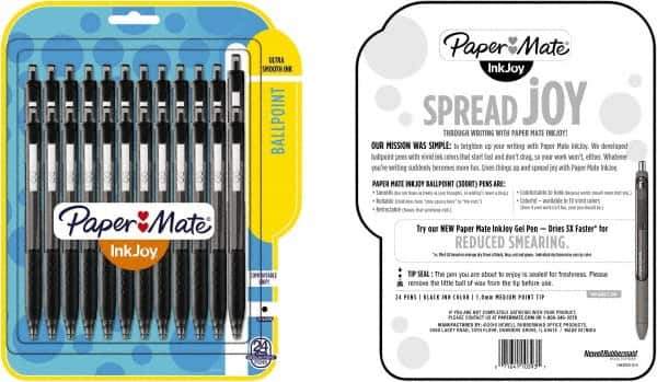 Paper Mate - 1mm Ball Point Retractable Ball Point Pen - Black - Eagle Tool & Supply