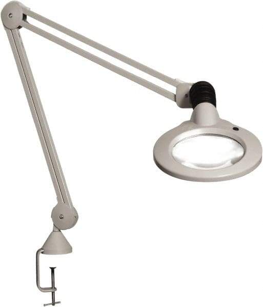 Vision Engineering - 45" Arm, Spring Suspension, Clamp Mount, LED, Light Gray, Magnifying Task Light - 9 Watts, 120 Volts, 1.75x Magnification - Eagle Tool & Supply