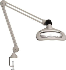 Vision Engineering - 30" Arm, Spring Suspension, Clamp Mount, LED, Light Gray, Magnifying Task Light - 6 Watts, 120 Volts, 2.25x Magnification - Eagle Tool & Supply