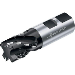 Walter - 32mm Cut Diam, 37mm Max Depth of Cut, 32mm Shank Diam, 111mm OAL, Indexable Square Shoulder Helical End Mill - Weldon Shank, 90° Lead Angle, Through Coolant, Series M4256 - Eagle Tool & Supply