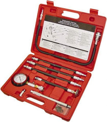 Lang - 8 Piece Dial Engine Compression Test Kit - 300 Max Pressure, 0 to 300 PSI (0 to 21 Kg/cm2) Scale - Eagle Tool & Supply