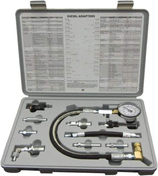 Lang - 10 Piece Dial Engine Compression Test Kit - 1,000 Max Pressure, PSI Scale - Eagle Tool & Supply