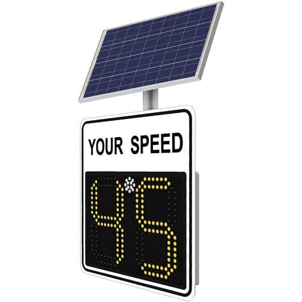 TrafficLogix - "Your Speed", 28" Wide x 28" High, Aluminum Speed Limit Signs - Black on White, High Intensity Reflectivity, Square, Post Mount - Eagle Tool & Supply