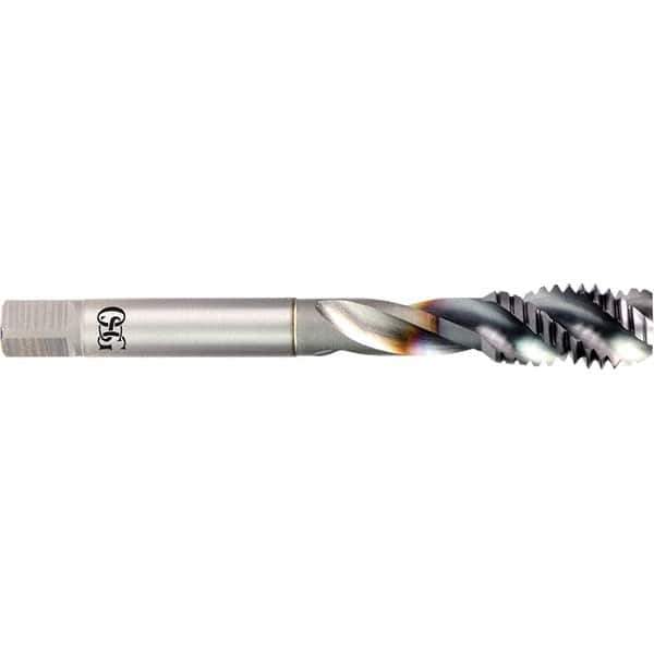 OSG - 1-1/2-8 UNF 4 Flute 2B Semi-Bottoming Spiral Flute Tap - Powdered Metal, TiCN Finish, 200mm OAL, Right Hand Flute, Right Hand Thread, H9, Series 16505 - Eagle Tool & Supply