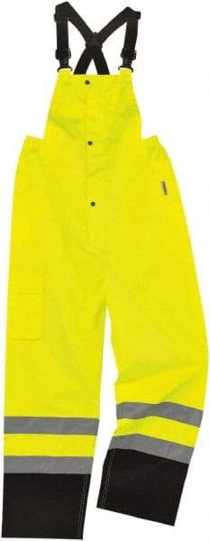 Ergodyne - Size 5XL, Lime, Rain Bib Overall - 1 Pocket - Eagle Tool & Supply
