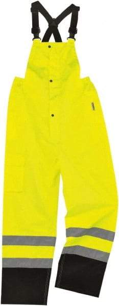 Ergodyne - Size 4XL, Lime, Rain Bib Overall - 1 Pocket - Eagle Tool & Supply