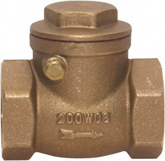 Value Collection - 1/2" Brass Check Valve - Check Swing, FNPT x FNPT, 200 WOG - Eagle Tool & Supply