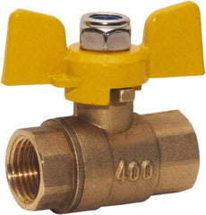 Value Collection - 1/2" Pipe, Full Port, Brass Standard Ball Valve - 2 Piece, FNPT x FNPT Ends, Tee Handle, 400 WOG, 150 WSP - Eagle Tool & Supply