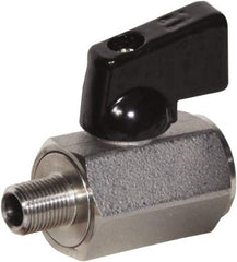Value Collection - 3/8" Pipe, Full Port, Stainless Steel Miniature Ball Valve - Inline - Two Way Flow, MNPT x FNPT Ends, Wedge Handle, 1,000 WOG, 150 WSP - Eagle Tool & Supply