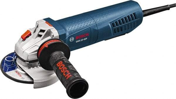 Bosch - 4-1/2" Wheel Diam, 11,500 RPM, Corded Angle & Disc Grinder - 5/8-11 Spindle, 120 Volts, 10 Amps - Eagle Tool & Supply