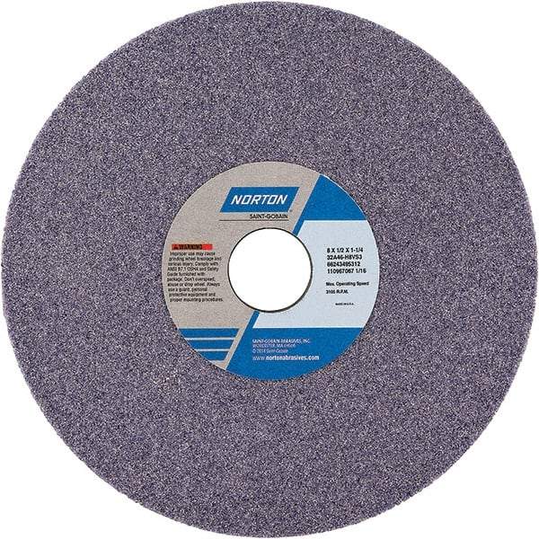 Norton - 7" Diam x 1-1/4" Hole x 1/2" Thick, H Hardness, 46 Grit Surface Grinding Wheel - Aluminum Oxide, Type 1, Coarse Grade, Vitrified Bond - Eagle Tool & Supply