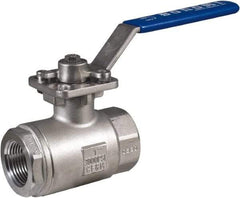 BONOMI - 3/4" Pipe, Full Port, Stainless Steel Full Port Ball Valve - 2 Piece, NPT Ends, Lever Handle, 3,000 WOG - Eagle Tool & Supply