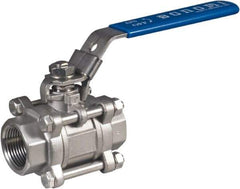 BONOMI - 3/4" Pipe, Full Port, Stainless Steel Full Port Ball Valve - 2 Piece, NPT Ends, Locking Lever Handle, 1,500 WOG, 150 WSP - Eagle Tool & Supply