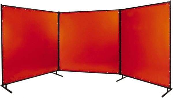 Steiner - 8' Wide x 8' High, 14mm Thickness, Transparent Vinyl Portable Welding Screen - Orange - Eagle Tool & Supply